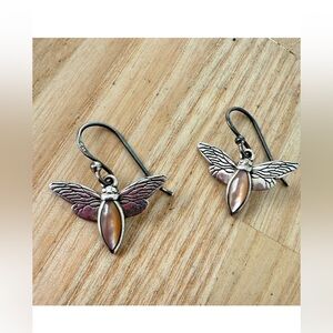 925 Sterling silver brown mother of pearl firefly hook earrings
